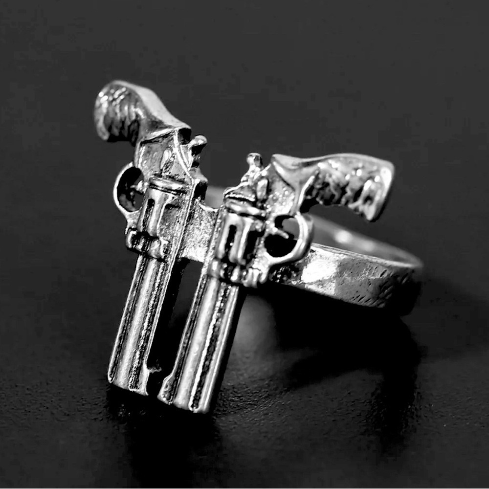 COPY - Ring Size 13 Punk Silver Pistol Shape Men's Ring Retro Fashion Trend Hip